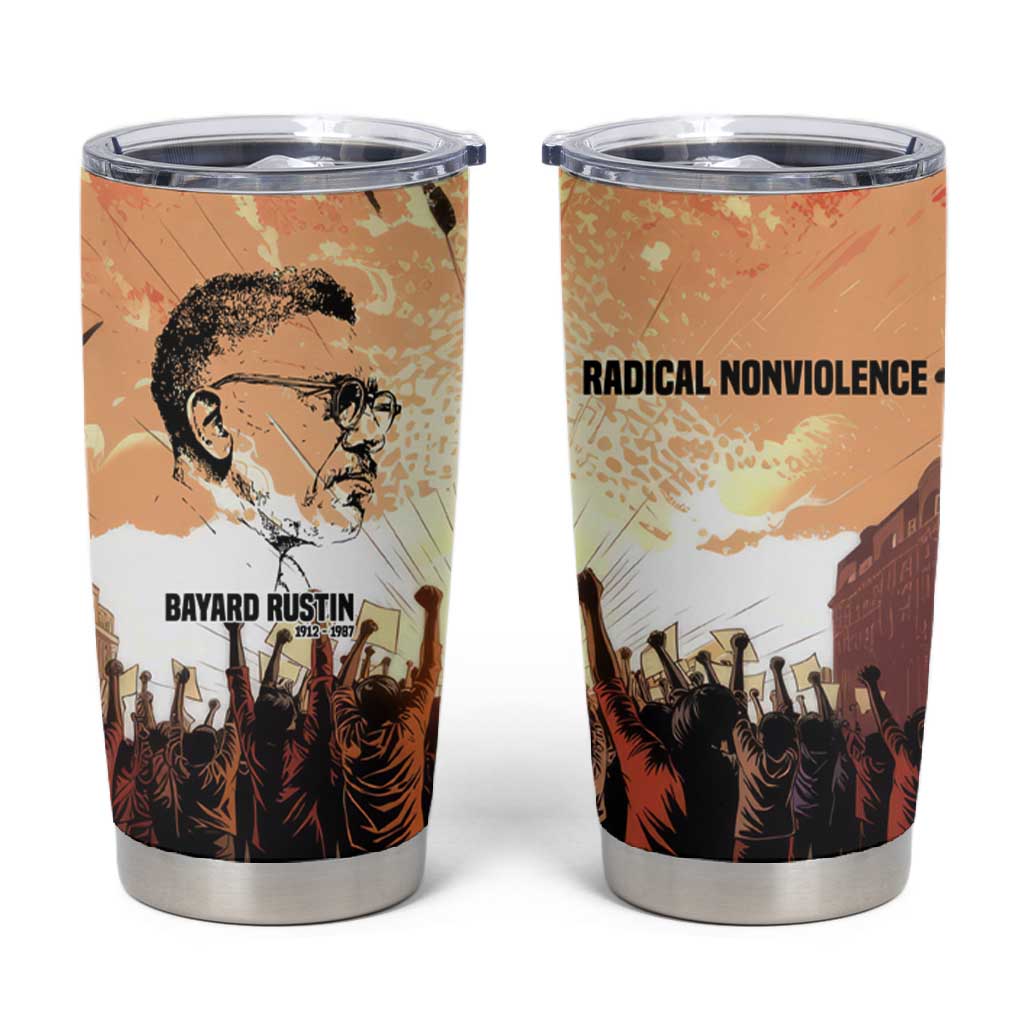 Bayard Rustin Tumbler Cup with Radical Nonviolence Design Protest Crowd and Courage Civil Rights Tribute - African Pride
