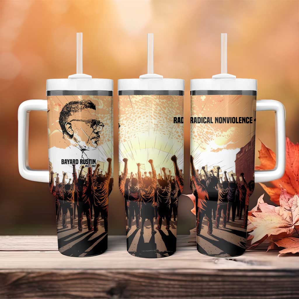 Bayard Rustin Tumbler With Handle with Radical Nonviolence Design Protest Crowd and Courage Civil Rights Tribute - African Pride