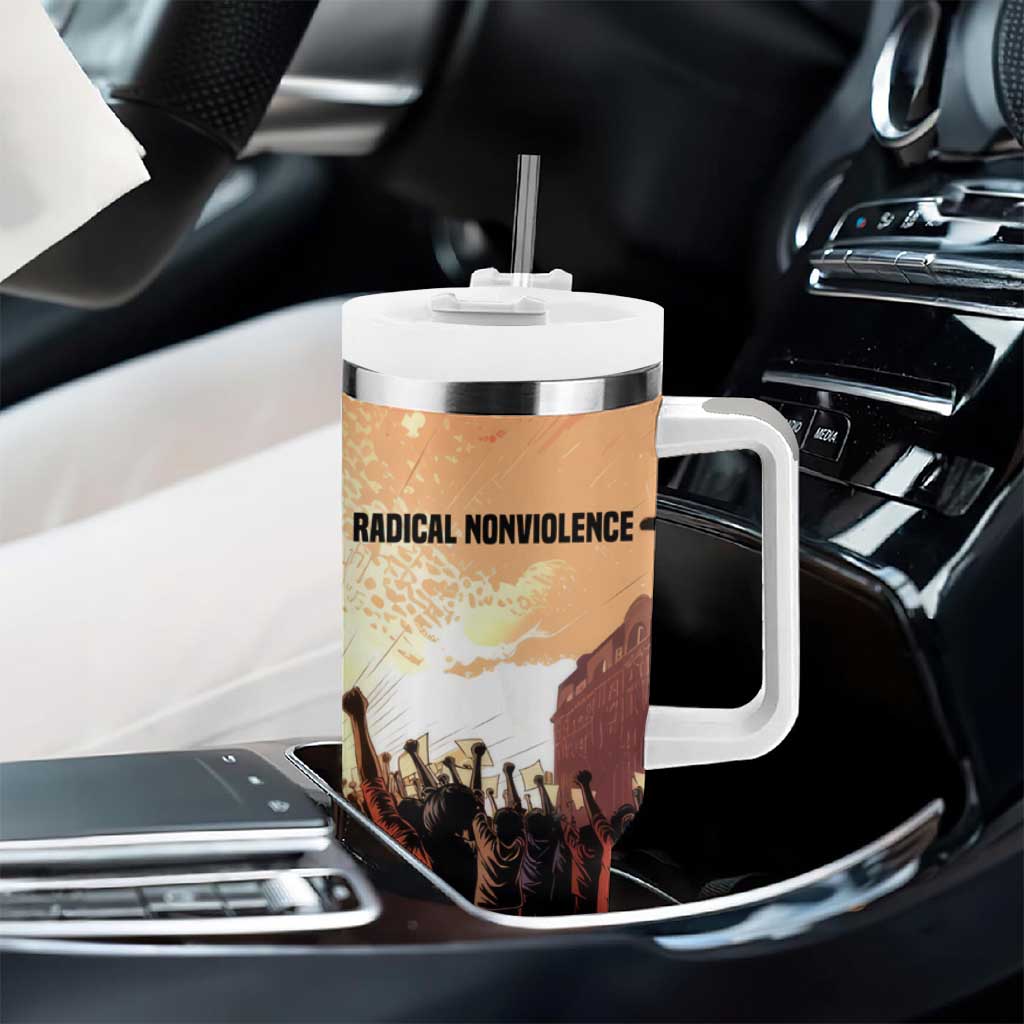 Bayard Rustin Tumbler With Handle with Radical Nonviolence Design Protest Crowd and Courage Civil Rights Tribute - African Pride