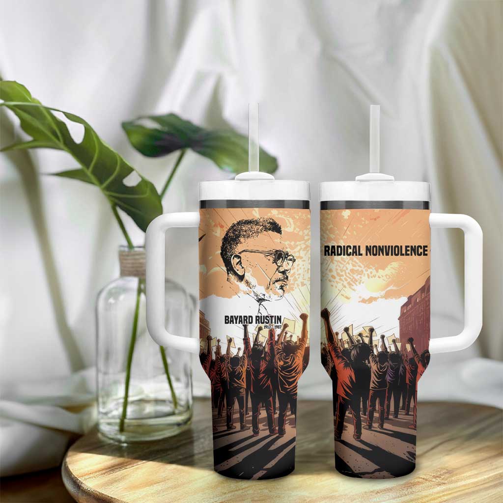 Bayard Rustin Tumbler With Handle with Radical Nonviolence Design Protest Crowd and Courage Civil Rights Tribute - African Pride