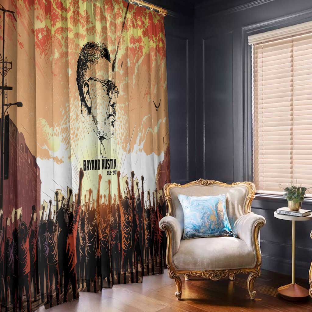 Bayard Rustin Window Curtain with Radical Nonviolence Design Protest Crowd and Courage Civil Rights Tribute - African Pride