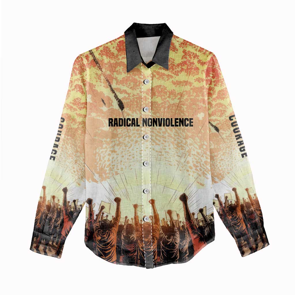 Bayard Rustin Women Casual Shirt with Radical Nonviolence Design Protest Crowd and Courage Civil Rights Tribute - African Pride