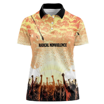 Bayard Rustin Women Polo Shirt with Radical Nonviolence Design Protest Crowd and Courage Civil Rights Tribute - African Pride