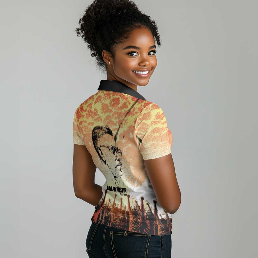 Bayard Rustin Women Polo Shirt with Radical Nonviolence Design Protest Crowd and Courage Civil Rights Tribute - African Pride