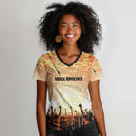 Bayard Rustin Women V-Neck T-Shirt with Radical Nonviolence Design Protest Crowd and Courage Civil Rights Tribute - African Pride