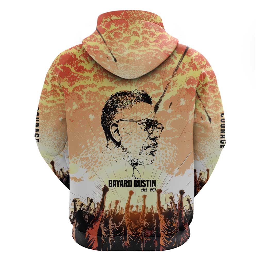 Bayard Rustin Zip Hoodie with Radical Nonviolence Design Protest Crowd and Courage Civil Rights Tribute - African Pride