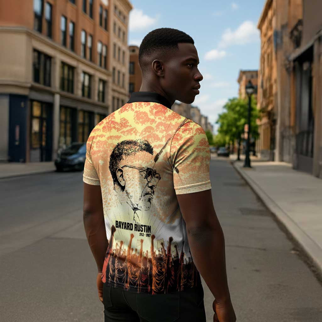 Bayard Rustin Zipper Polo Shirt with Radical Nonviolence Design Protest Crowd and Courage Civil Rights Tribute - African Pride