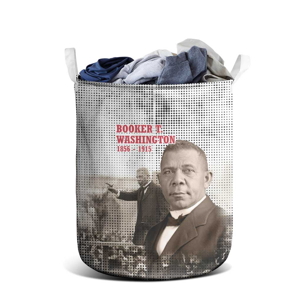 Booker T. Washington Laundry Basket Halftone Portrait Design Tilling a Field Quote Historical Civil Rights Tribute - African Pride