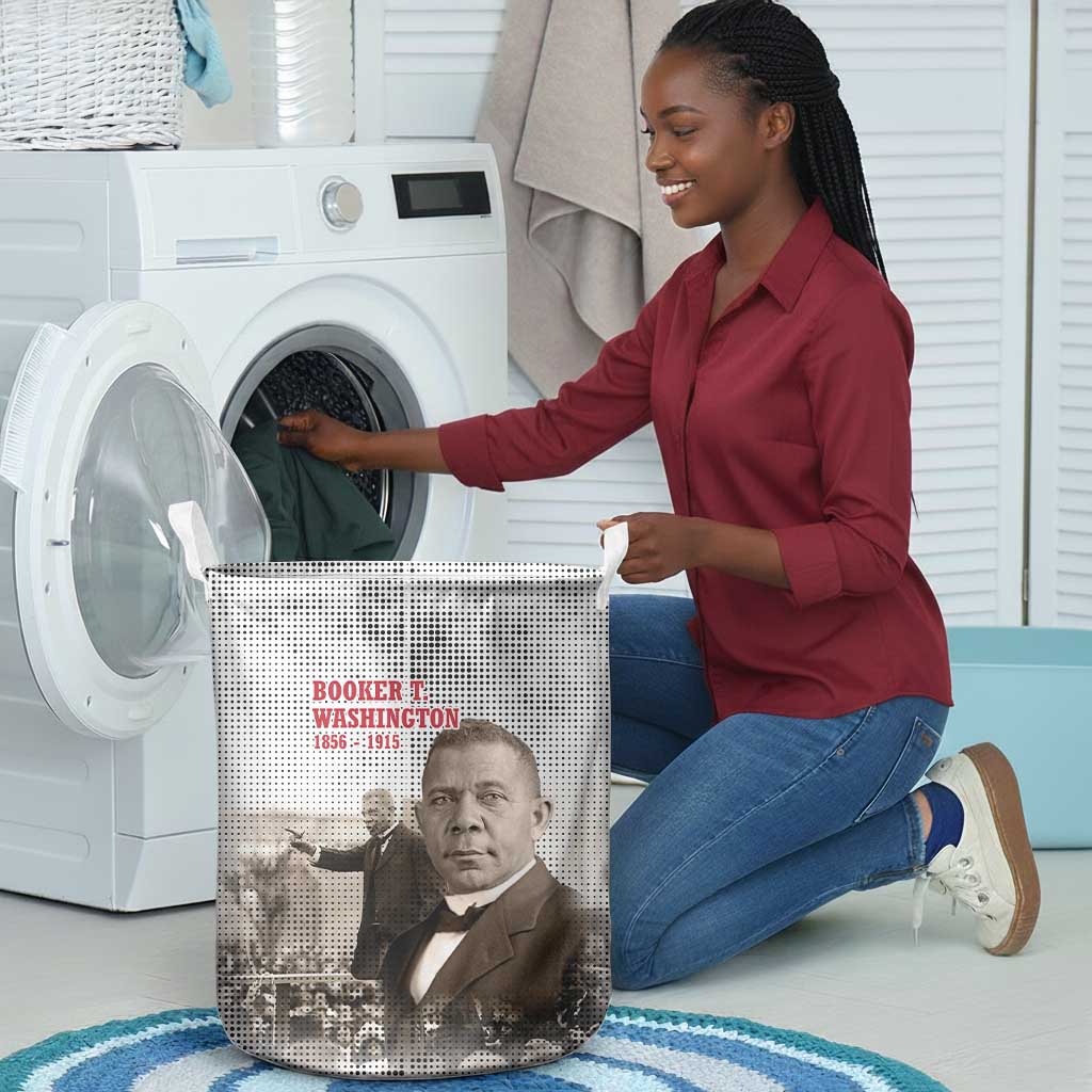 Booker T. Washington Laundry Basket Halftone Portrait Design Tilling a Field Quote Historical Civil Rights Tribute - African Pride