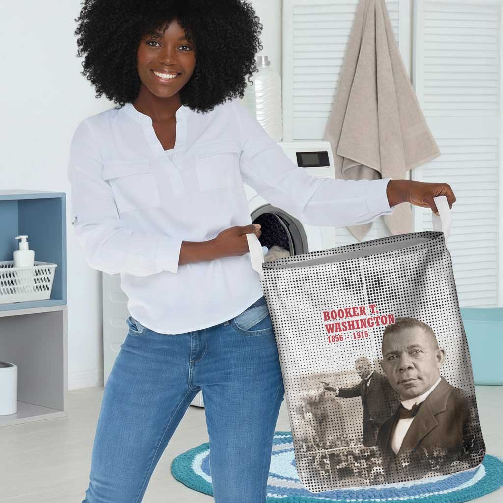 Booker T. Washington Laundry Basket Halftone Portrait Design Tilling a Field Quote Historical Civil Rights Tribute - African Pride