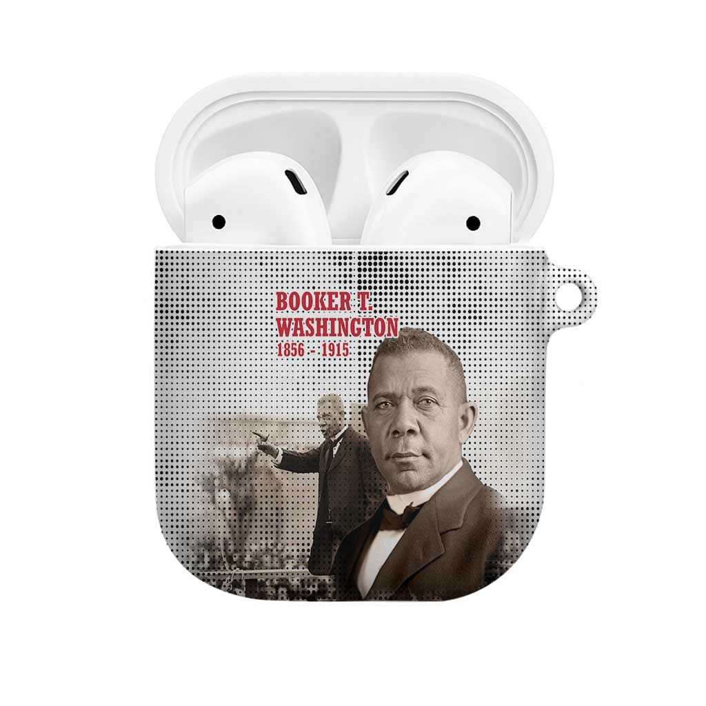 Booker T. Washington AirPods Case Halftone Portrait Design Tilling a Field Quote Historical Civil Rights Tribute - African Pride