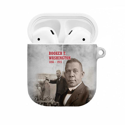 Booker T. Washington AirPods Case Halftone Portrait Design Tilling a Field Quote Historical Civil Rights Tribute - African Pride