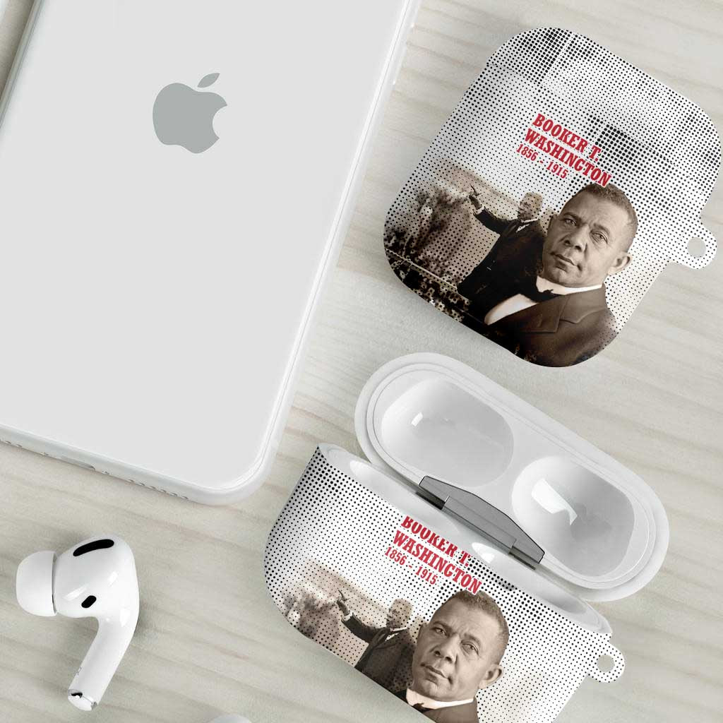 Booker T. Washington AirPods Case Halftone Portrait Design Tilling a Field Quote Historical Civil Rights Tribute - African Pride