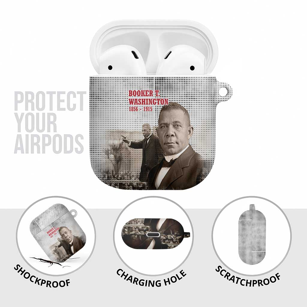 Booker T. Washington AirPods Case Halftone Portrait Design Tilling a Field Quote Historical Civil Rights Tribute - African Pride