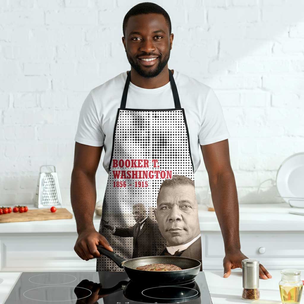 Booker T. Washington Apron Halftone Portrait Design Tilling a Field Quote Historical Civil Rights Tribute - African Pride