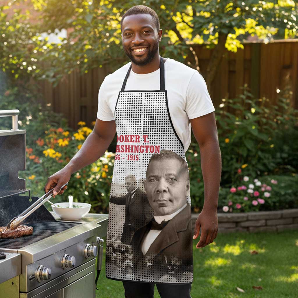Booker T. Washington Apron Halftone Portrait Design Tilling a Field Quote Historical Civil Rights Tribute - African Pride