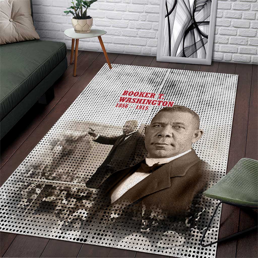 Booker T. Washington Area Rug Halftone Portrait Design Tilling a Field Quote Historical Civil Rights Tribute - African Pride