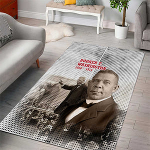 Booker T. Washington Area Rug Halftone Portrait Design Tilling a Field Quote Historical Civil Rights Tribute - African Pride