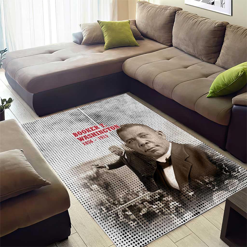 Booker T. Washington Area Rug Halftone Portrait Design Tilling a Field Quote Historical Civil Rights Tribute - African Pride