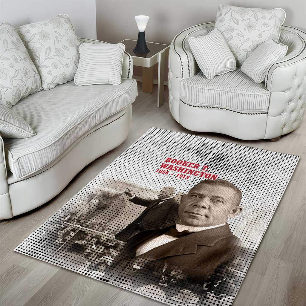 Booker T. Washington Area Rug Halftone Portrait Design Tilling a Field Quote Historical Civil Rights Tribute - African Pride