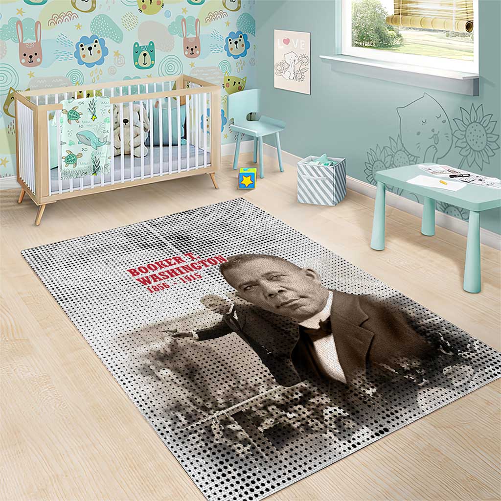 Booker T. Washington Area Rug Halftone Portrait Design Tilling a Field Quote Historical Civil Rights Tribute - African Pride