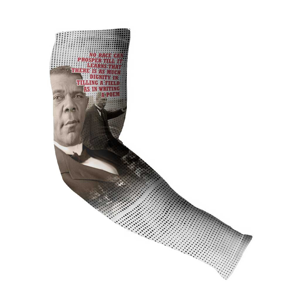 Booker T. Washington Arm Sleeves Halftone Portrait Design Tilling a Field Quote Historical Civil Rights Tribute - African Pride