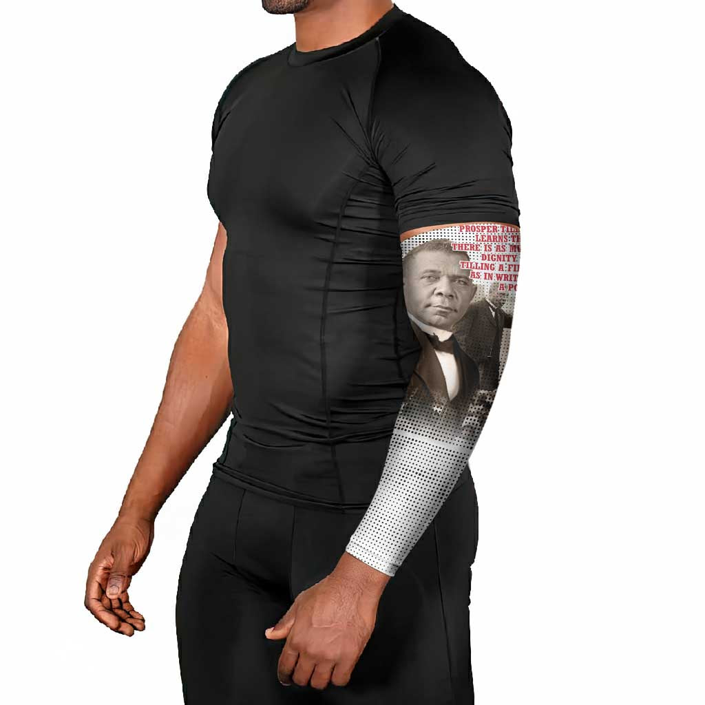 Booker T. Washington Arm Sleeves Halftone Portrait Design Tilling a Field Quote Historical Civil Rights Tribute - African Pride