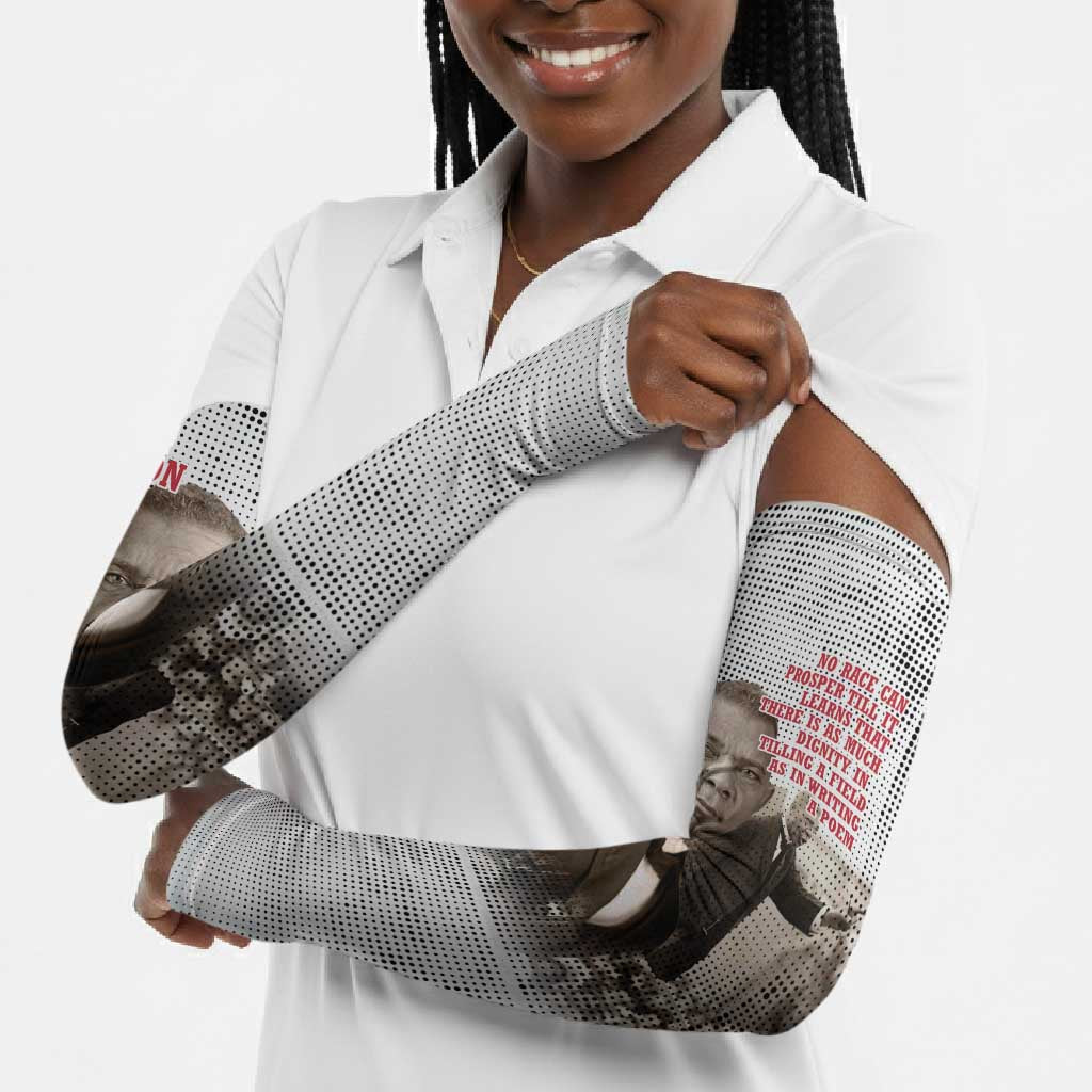 Booker T. Washington Arm Sleeves Halftone Portrait Design Tilling a Field Quote Historical Civil Rights Tribute - African Pride