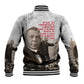 Booker T. Washington Baseball Jacket Halftone Portrait Design Tilling a Field Quote Historical Civil Rights Tribute - African Pride