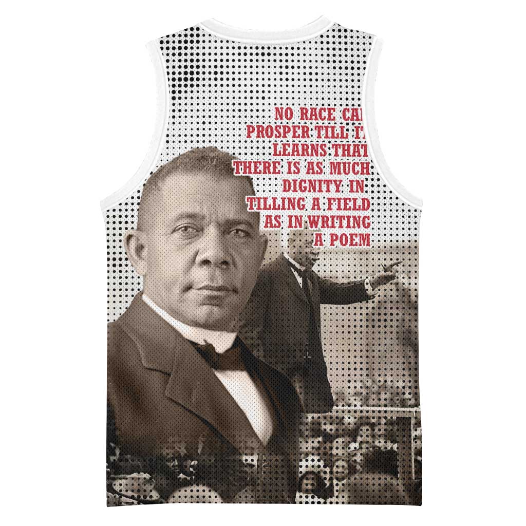 Booker T. Washington Basketball Jersey Halftone Portrait Design Tilling a Field Quote Historical Civil Rights Tribute - African Pride