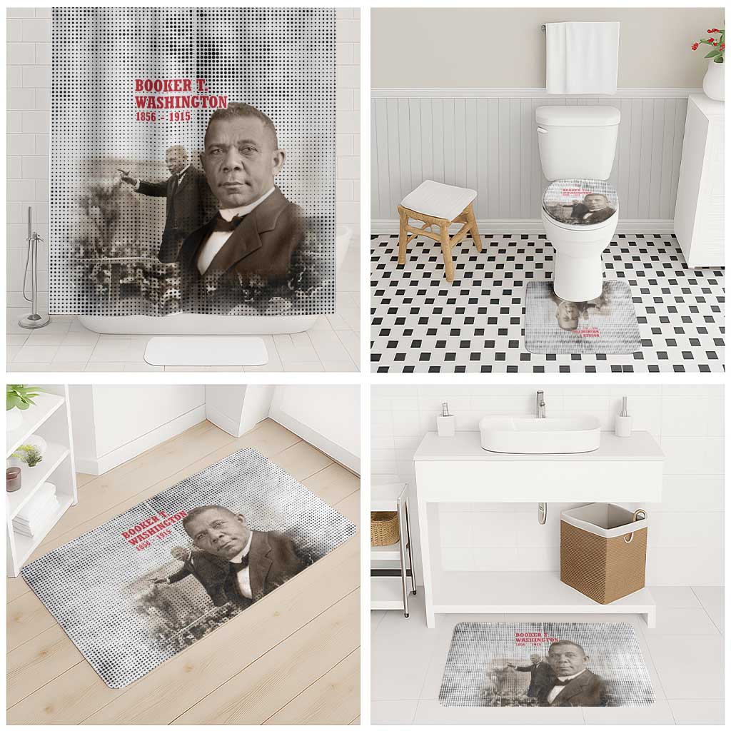 Booker T. Washington Bathroom Set Halftone Portrait Design Tilling a Field Quote Historical Civil Rights Tribute - African Pride