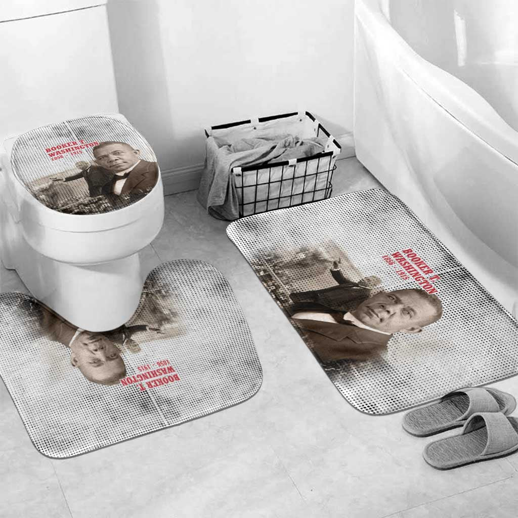Booker T. Washington Bathroom Set Halftone Portrait Design Tilling a Field Quote Historical Civil Rights Tribute - African Pride