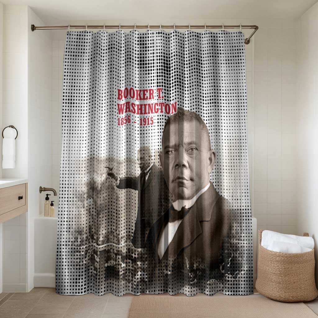 Booker T. Washington Bathroom Set Halftone Portrait Design Tilling a Field Quote Historical Civil Rights Tribute - African Pride