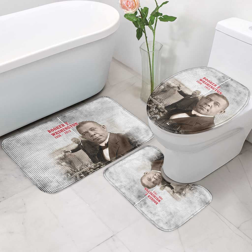 Booker T. Washington Bathroom Set Halftone Portrait Design Tilling a Field Quote Historical Civil Rights Tribute - African Pride