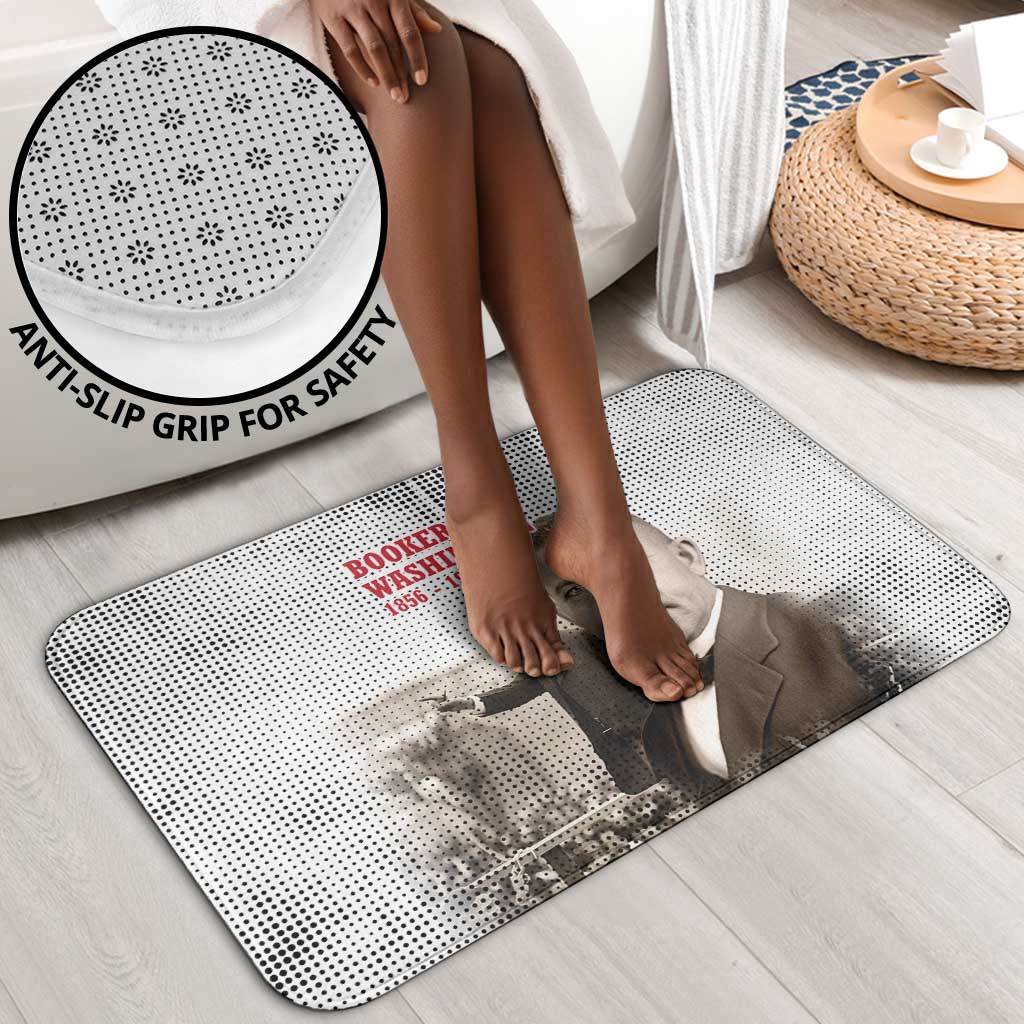 Booker T. Washington Bathroom Set Halftone Portrait Design Tilling a Field Quote Historical Civil Rights Tribute - African Pride