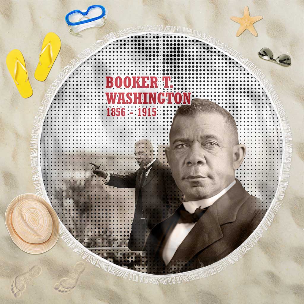 Booker T. Washington Beach Blanket Halftone Portrait Design Tilling a Field Quote Historical Civil Rights Tribute - African Pride