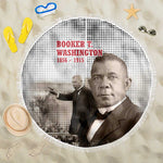 Booker T. Washington Beach Blanket Halftone Portrait Design Tilling a Field Quote Historical Civil Rights Tribute - African Pride