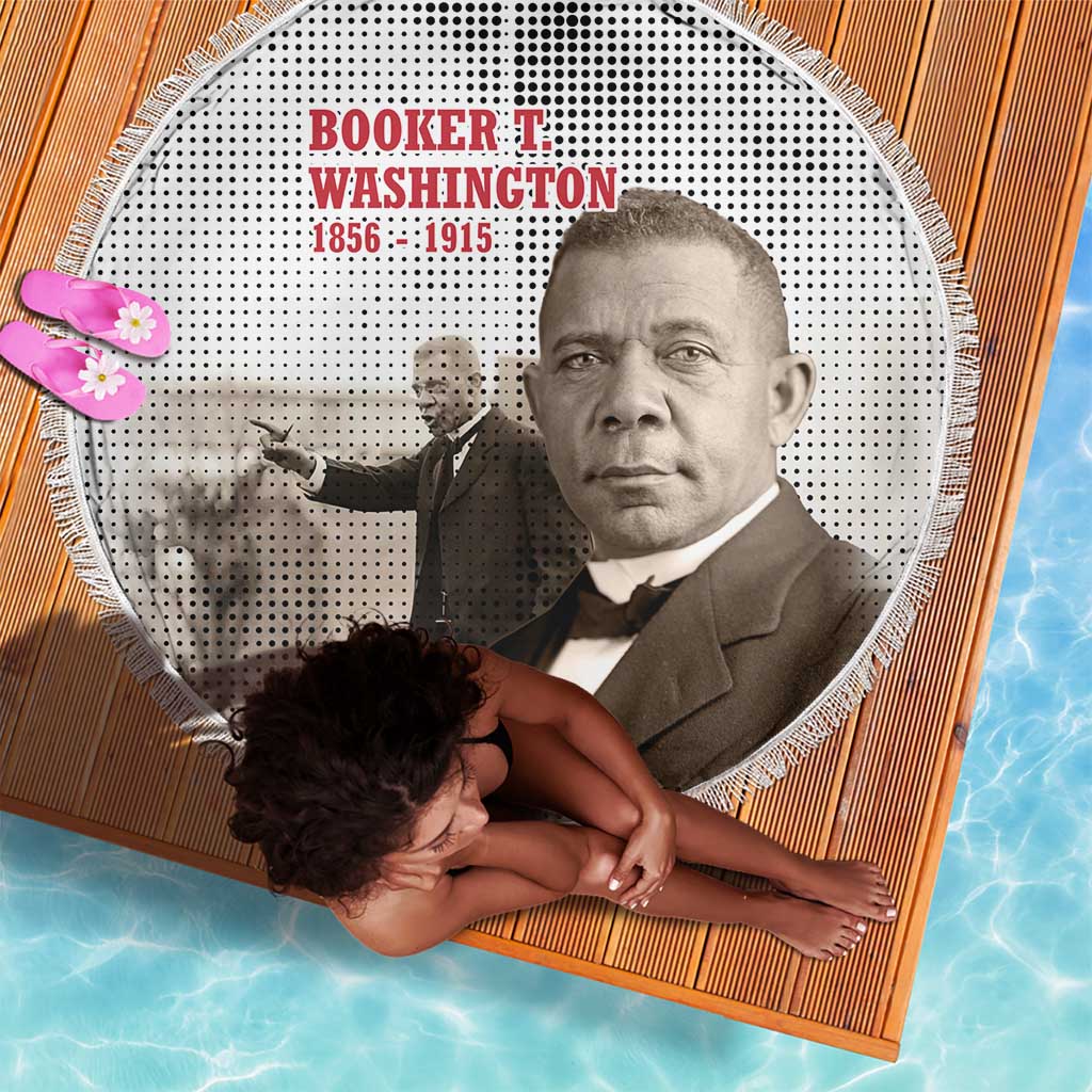Booker T. Washington Beach Blanket Halftone Portrait Design Tilling a Field Quote Historical Civil Rights Tribute - African Pride