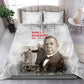 Booker T. Washington Bedding Set Halftone Portrait Design Tilling a Field Quote Historical Civil Rights Tribute - African Pride