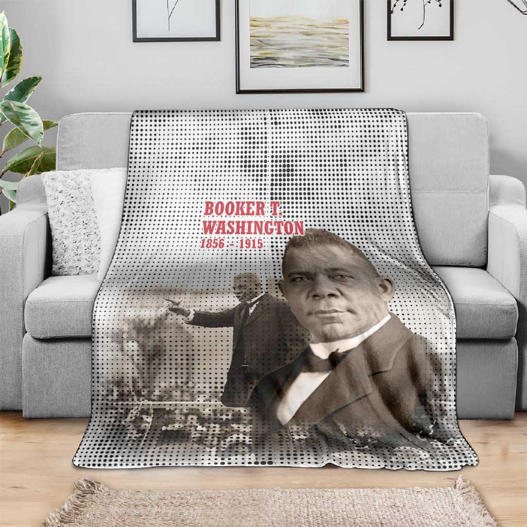 Booker T. Washington Blanket Halftone Portrait Design Tilling a Field Quote Historical Civil Rights Tribute - African Pride