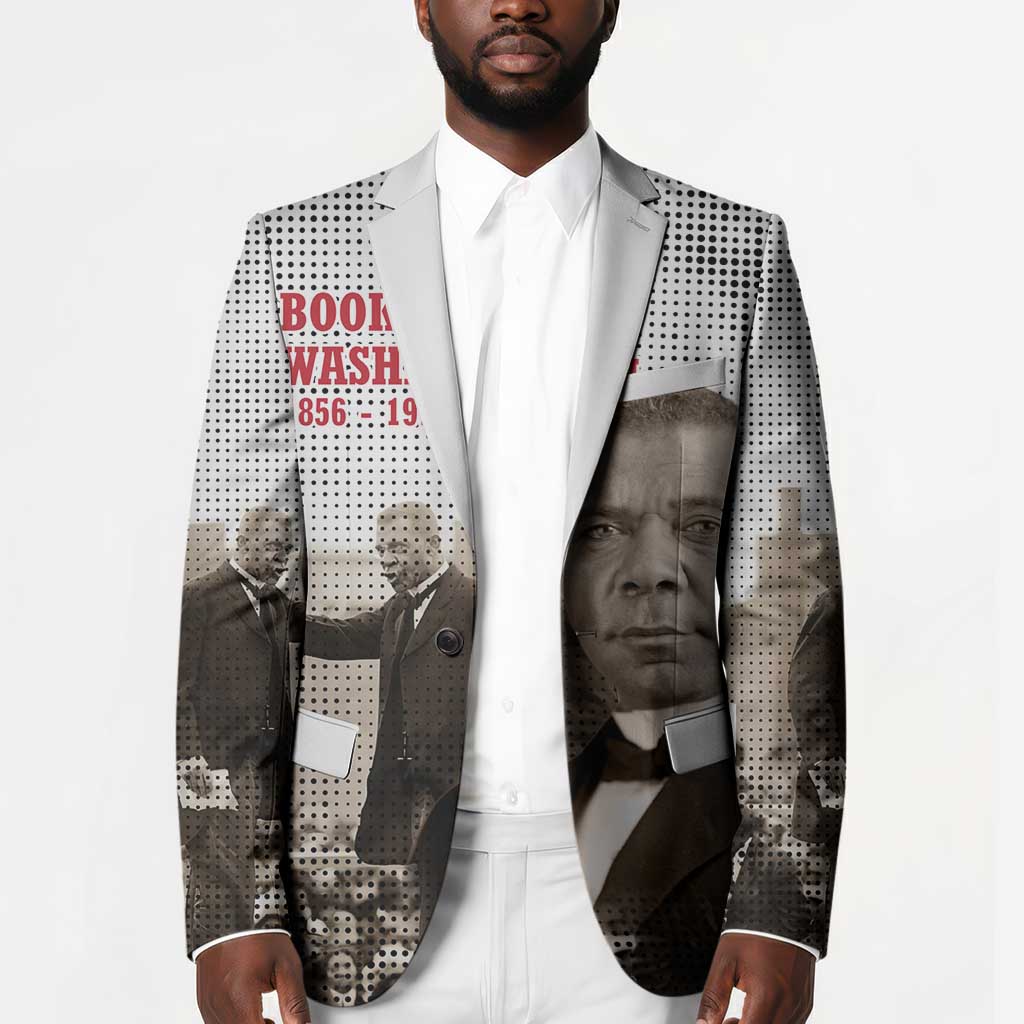 Booker T. Washington Blazer Halftone Portrait Design Tilling a Field Quote Historical Civil Rights Tribute - African Pride