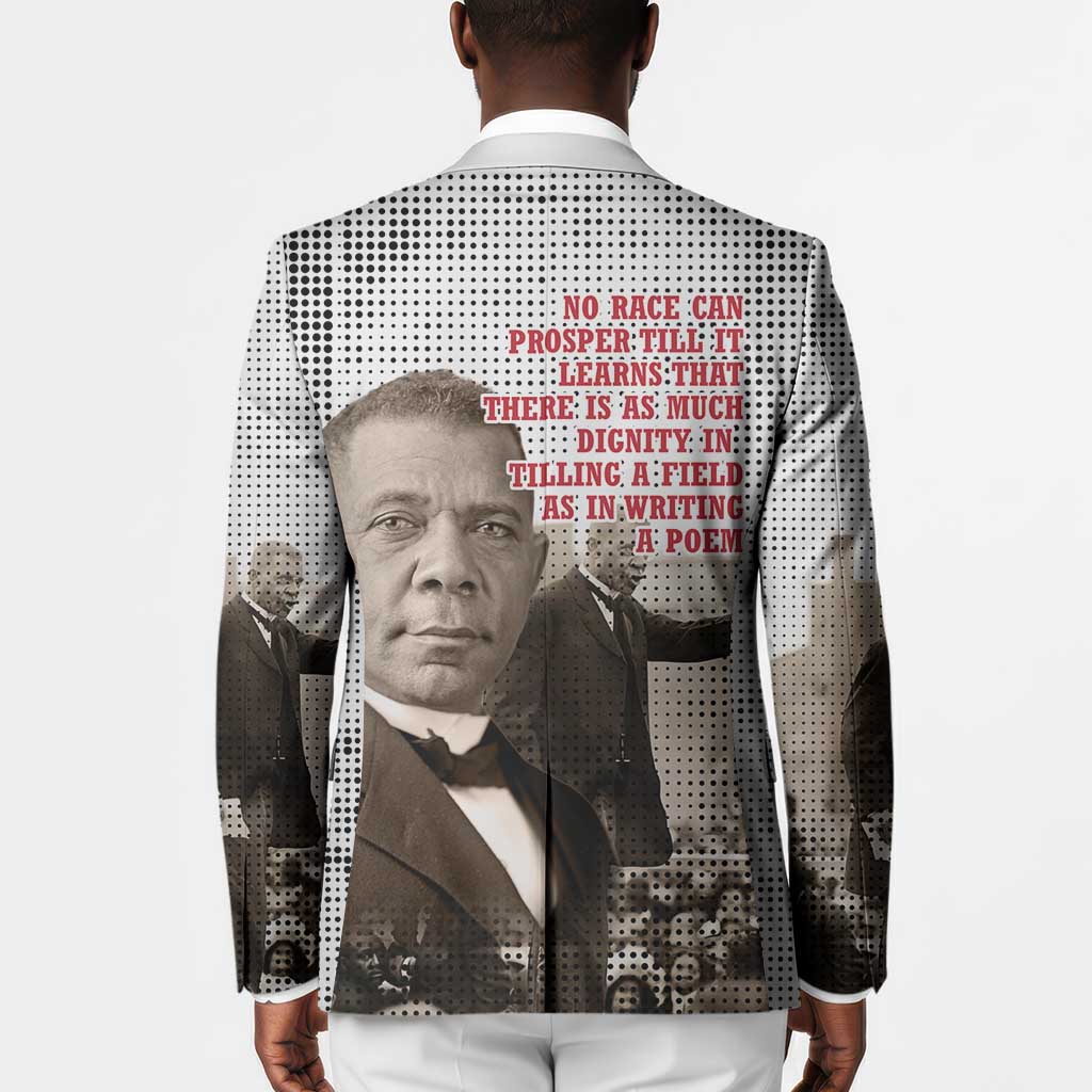 Booker T. Washington Blazer Halftone Portrait Design Tilling a Field Quote Historical Civil Rights Tribute - African Pride