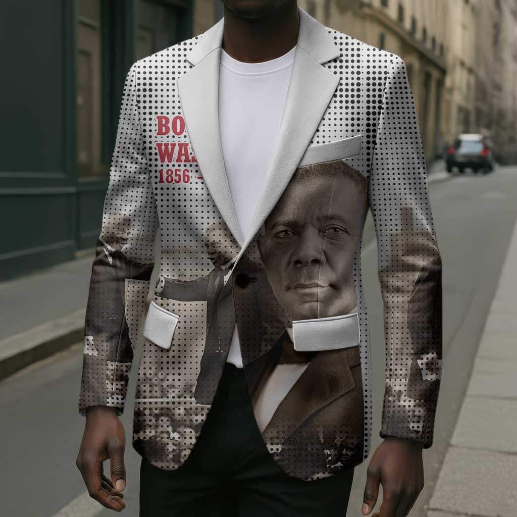 Booker T. Washington Blazer Halftone Portrait Design Tilling a Field Quote Historical Civil Rights Tribute - African Pride