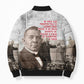 Booker T. Washington Bomber Puffer Jacket Halftone Portrait Design Tilling a Field Quote Historical Civil Rights Tribute - African Pride