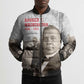 Booker T. Washington Bomber Puffer Jacket Halftone Portrait Design Tilling a Field Quote Historical Civil Rights Tribute - African Pride