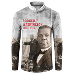 Booker T. Washington Button Sweatshirt Halftone Portrait Design Tilling a Field Quote Historical Civil Rights Tribute