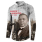 Booker T. Washington Button Sweatshirt Halftone Portrait Design Tilling a Field Quote Historical Civil Rights Tribute
