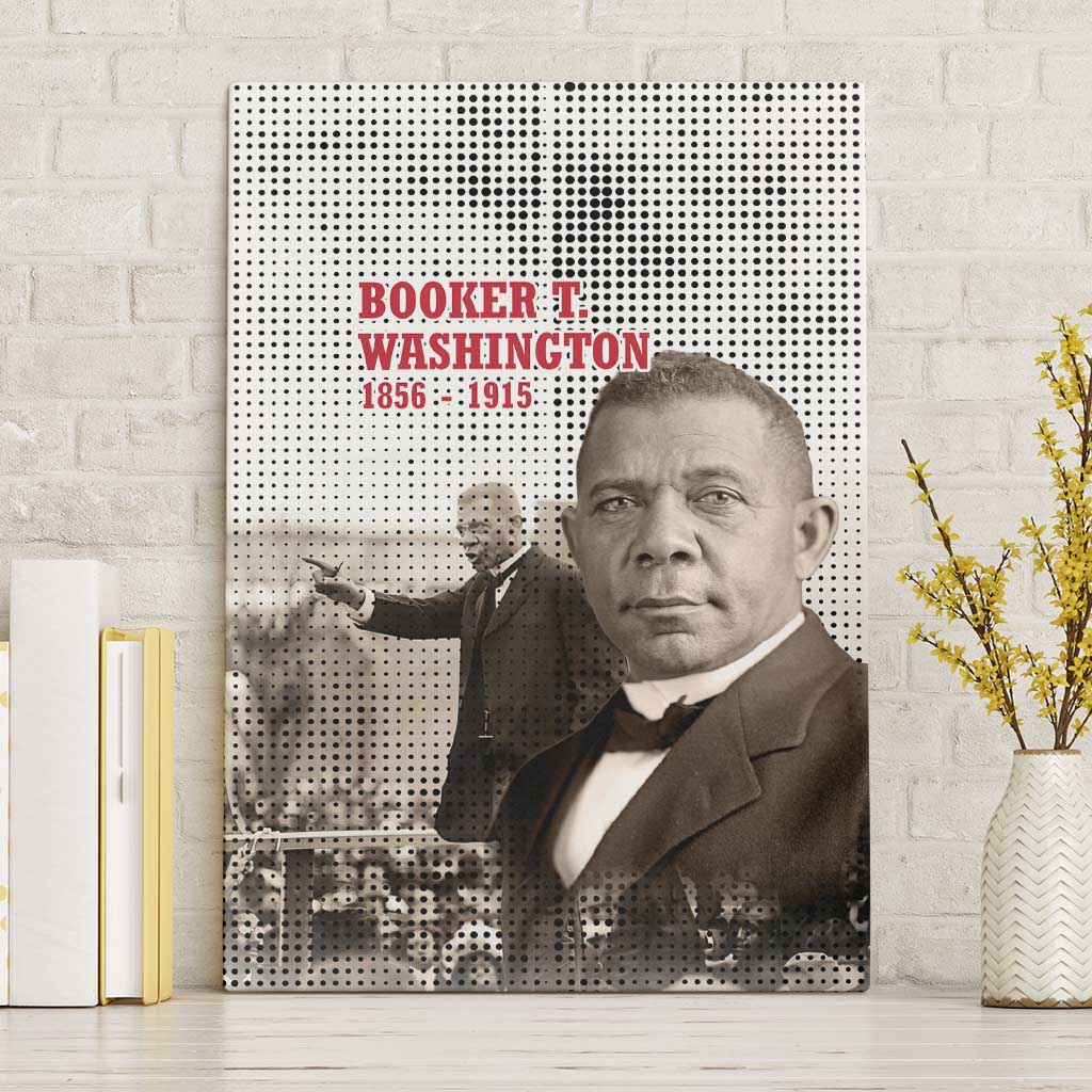 Booker T. Washington Canvas Wall Art Halftone Portrait Design Tilling a Field Quote Historical Civil Rights Tribute - African Pride