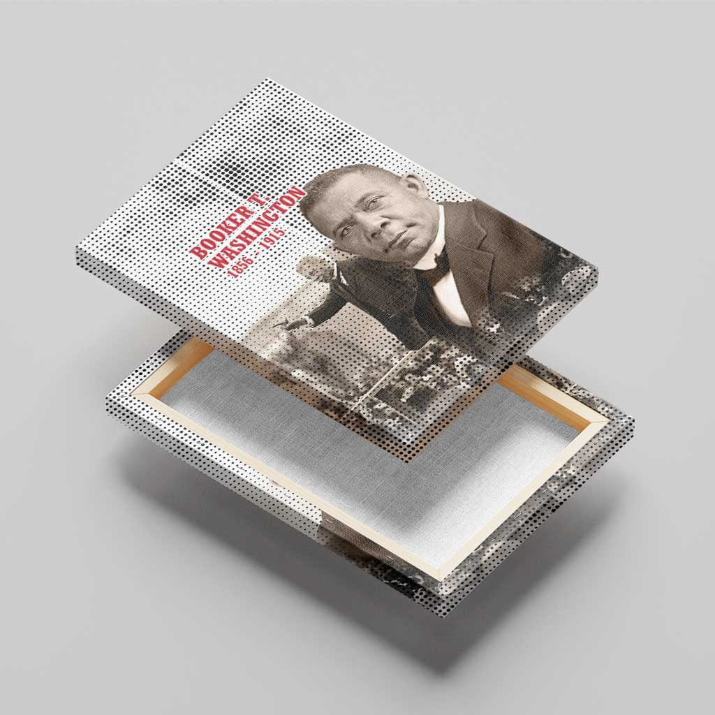 Booker T. Washington Canvas Wall Art Halftone Portrait Design Tilling a Field Quote Historical Civil Rights Tribute - African Pride