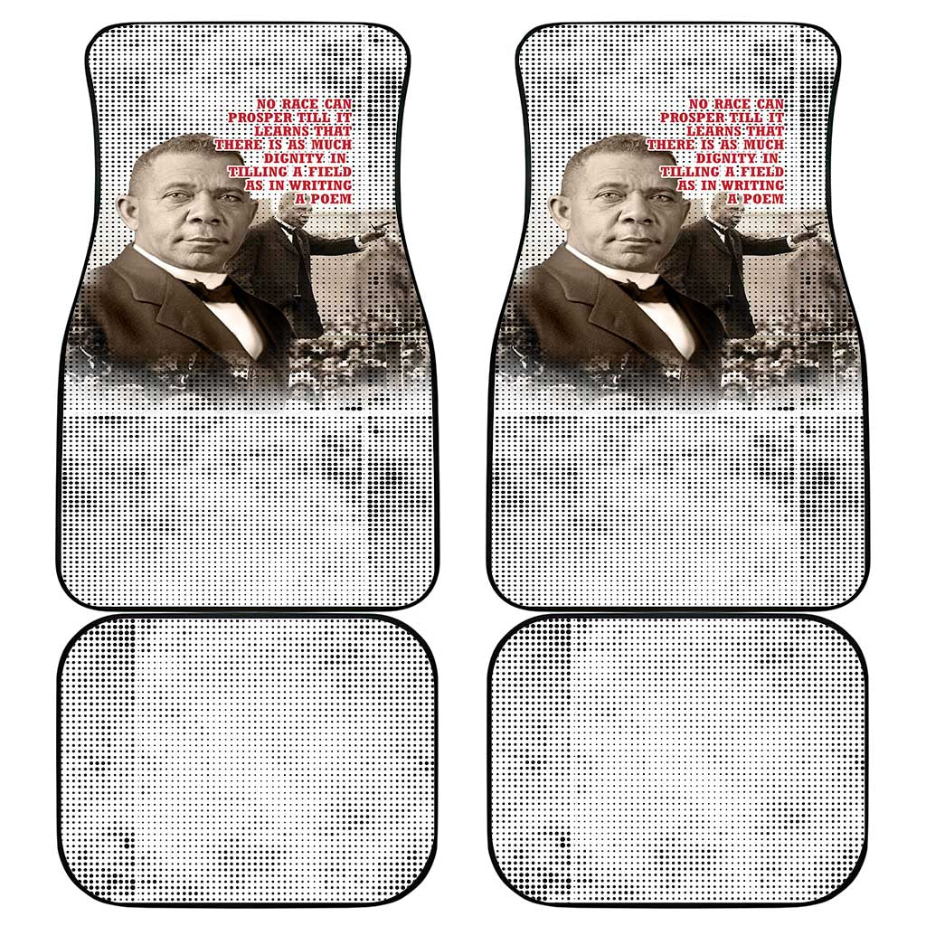 Booker T. Washington Car Mats Halftone Portrait Design Tilling a Field Quote Historical Civil Rights Tribute - African Pride